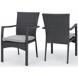 Noble House Corsica Wicker Patio Dining Arm Chair in Gray (Set of 2)