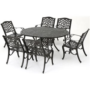 noble house windley 7 piece aluminum expandable patio dining set in bronze
