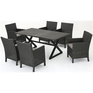 noble house blair 7 piece wicker patio dining set in gray