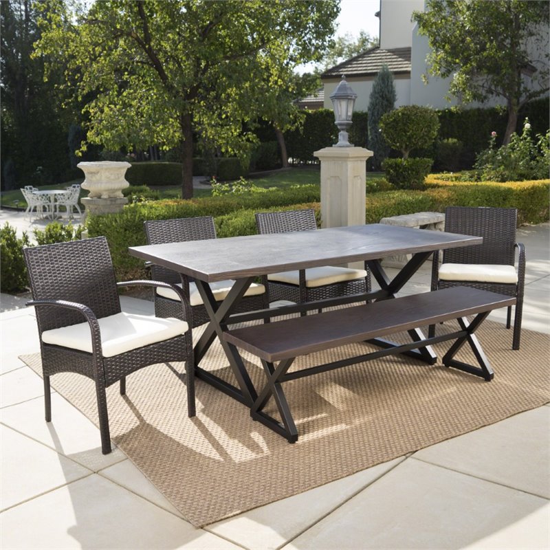 brown aluminum patio table