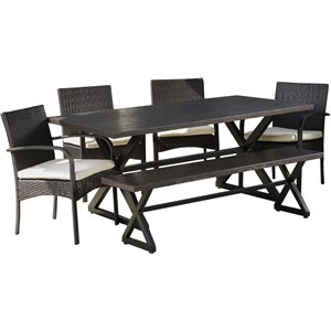 noble house palermo 6 piece aluminum patio dining set in brown