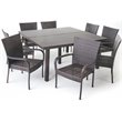 Noble House Fiona 9 Piece Wicker Square Patio Dining Set in Brown