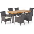 Noble House Tustin 7 Piece Wood Top Patio Dining Set in Teak