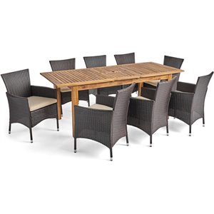 noble house nadia 9 piece wooden expandable patio dining set in natural