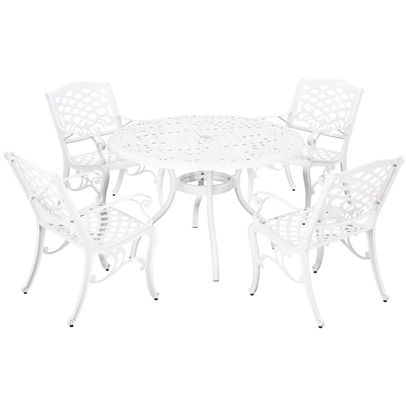 Noble House Phoenix 5 Piece Cast Aluminum Round Patio Dining Set in