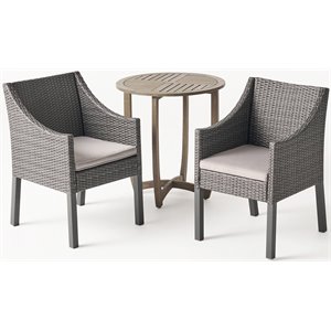 noble house jameson 3 piece wooden patio bistro set in gray