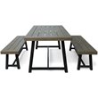 Noble House Raphael 3 Piece Wood Top Patio Picnic Set in Gray