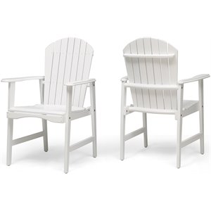 noble house malibu wooden adirondack patio dining arm chair in white (set of 2)