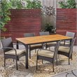 Noble House Ballard 7 Piece Wooden Patio Dining Set in Teak and Brown