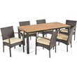 Noble House Ballard 7 Piece Wooden Patio Dining Set in Teak and Brown