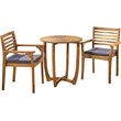 Noble House Casa 3 Piece Wooden Round Patio Dining Set in Teak and Gray