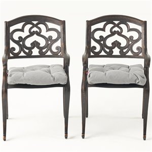 noble house jake patio dining arm chair in copper and charcoal (set of 2)
