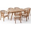Noble House Alondra 7 Piece Wooden Patio Dining Set in Teak and Cream