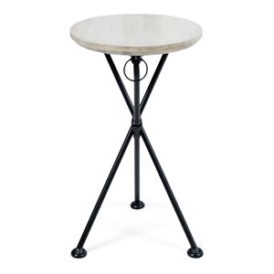 Noble House Naveed Indoor Portable Foldable Acacia Wood Side Table in Gray/Black