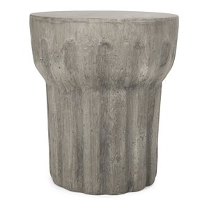 Noble House Delphinus Lightweight Concrete Outdoor Accent Side Table in Gray