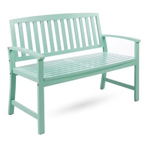 noble house loja modern outdoor acacia wood bench in light mint green