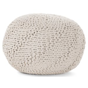 noble house aria handcrafted modern fabric outdoor weave pouf in ivory