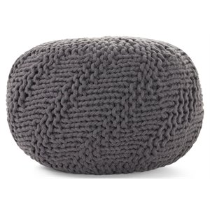 noble house aria handcrafted modern fabric outdoor weave pouf in dark gray