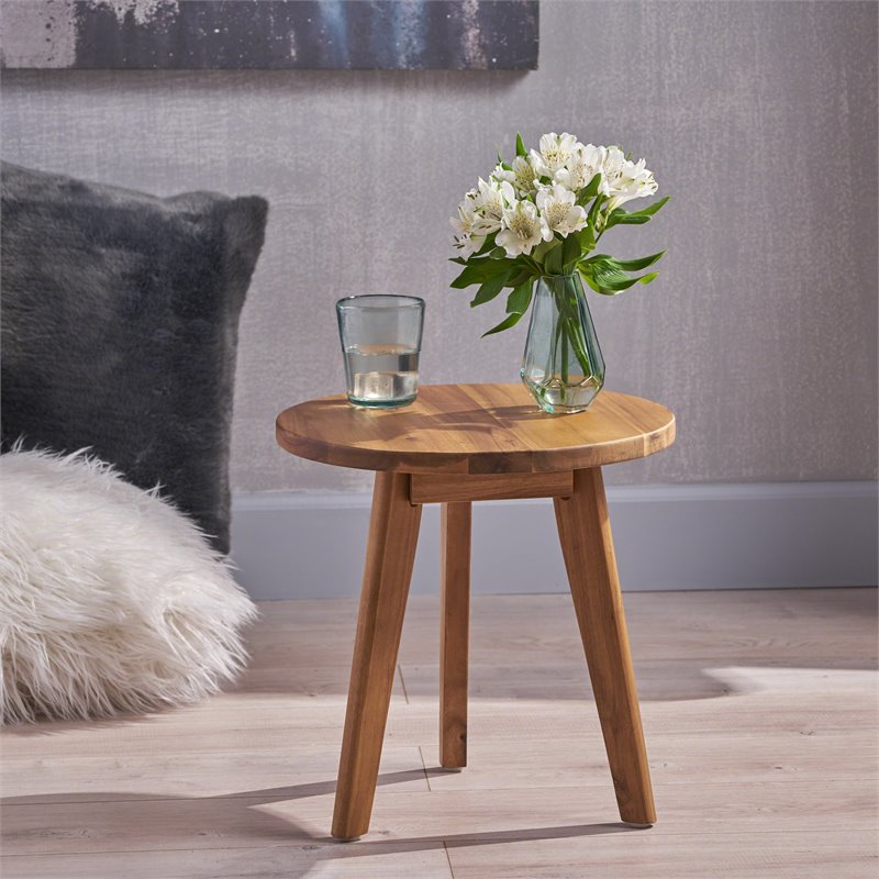 Noble House Capriole Acacia Wood Indoor Side Table in Natural Finish BushFurnitureCollection