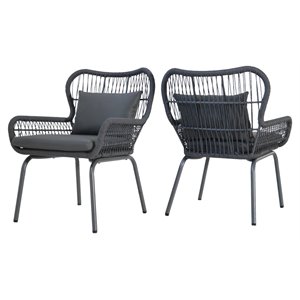 noble house tolovana modern steel and rope indoor club chairs in gray