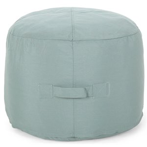 noble house sandy cay outdoor water resistant fabric ottoman pouf in teal blue