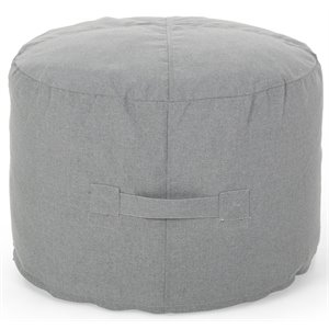 noble house sandy cay outdoor water resistant fabric ottoman pouf in charcoal