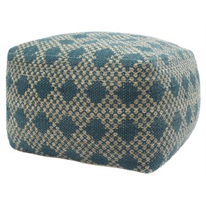 noble house adagio rectangular fabric outdoor large casual pouf in blue/beige