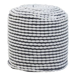 noble house conney outdoor handcrafted fabric cylinder ottoman pouf in white