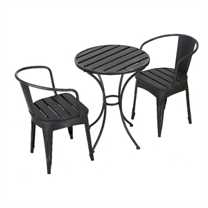 noble house colmar outdoor iron 3 piece bistro set in black/silver