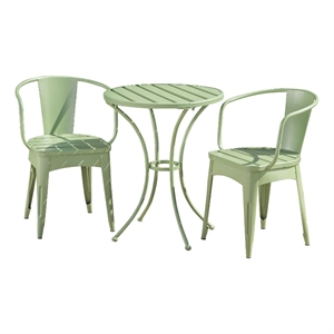 noble house colmar outdoor iron 3 piece bistro set in matte green
