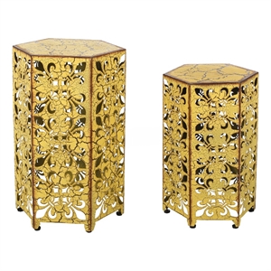 noble house parrish outdoor accent tables in in antique yellow (set of 2)
