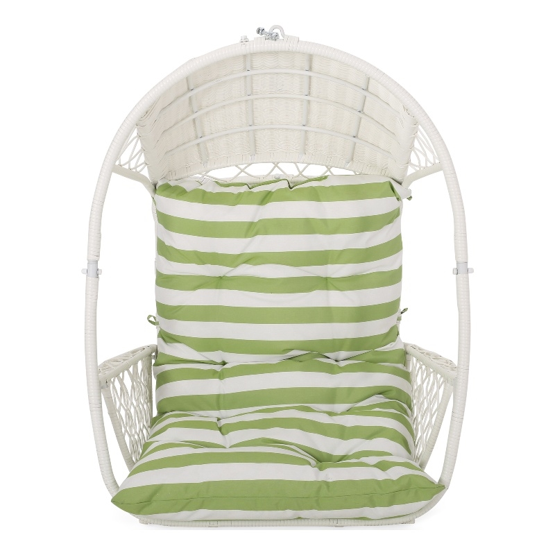 Noble House Malia Wicker Hanging Chair (Stand Not included) in White