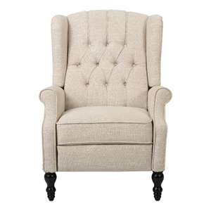 noble house walter tufted contemporary fabric recliner in beige