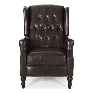 noble house walter tufted contemporary leather recliner in brown