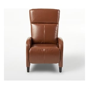 noble house stratton contemporary leather recliner in hazelnut brown