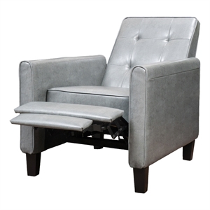 noble house jameson 9-panel contemporary faux leather recliner in dark gray