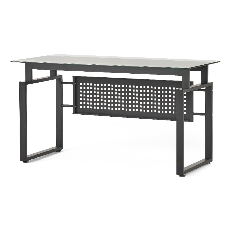Noble House Fiske Modern Metal Office Computer Desk in Matte Black