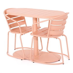 noble house santa 3-piece outdoor modern metal bistro set in matte coral orange