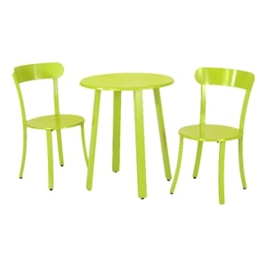 noble house barbados 3-piece outdoor modern metal bistro set in matte lime green