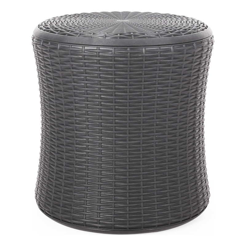 Noble House Olivo Outdoor Polypropylene Resin Patio Side Table in Dark