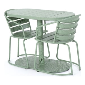 noble house santa 3-piece outdoor modern metal bistro set in crackle green