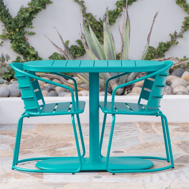 Blue metal bistro online set