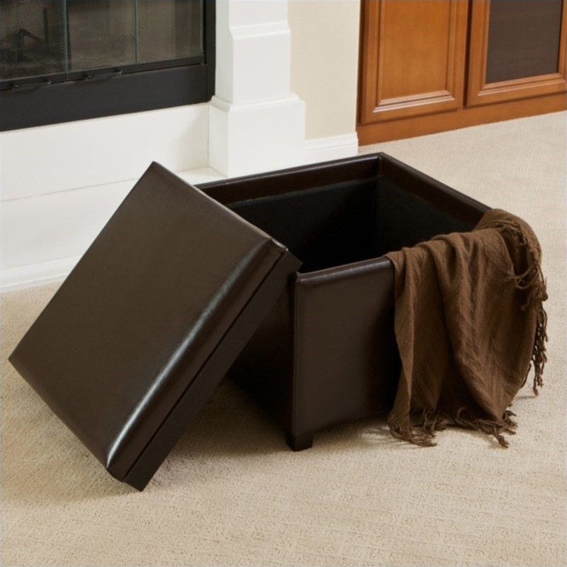 Trent Home Bowery Leather Tray Top Ottoman 076632CY