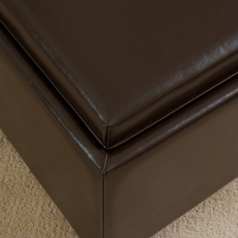 Noble House Bowery Leather Tray Top Ottoman Cymax Business