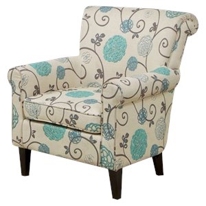 noble house rocco upholstered club chair in white floral pattern