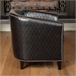 Noble House Leather Lounge Barrel Chair in Black