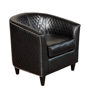 noble house leather lounge barrel chair in black