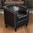 Noble House Leather Lounge Barrel Chair in Black