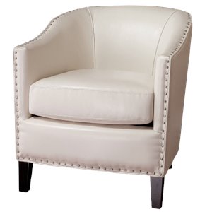 noble house jeremy leather club barrel chair in ivory