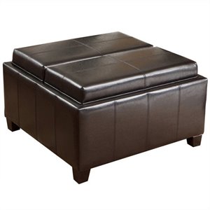Trent Home Bordeaux Tray Top Storage Ottoman in Espresso